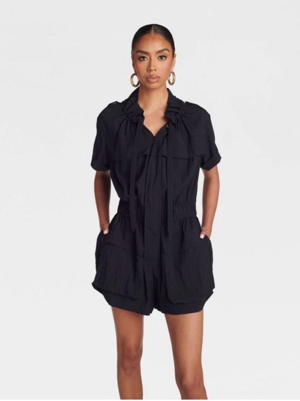 KBB by KAHLANA Short Sleeve The Utility Romper Navy Blue M or L NWT